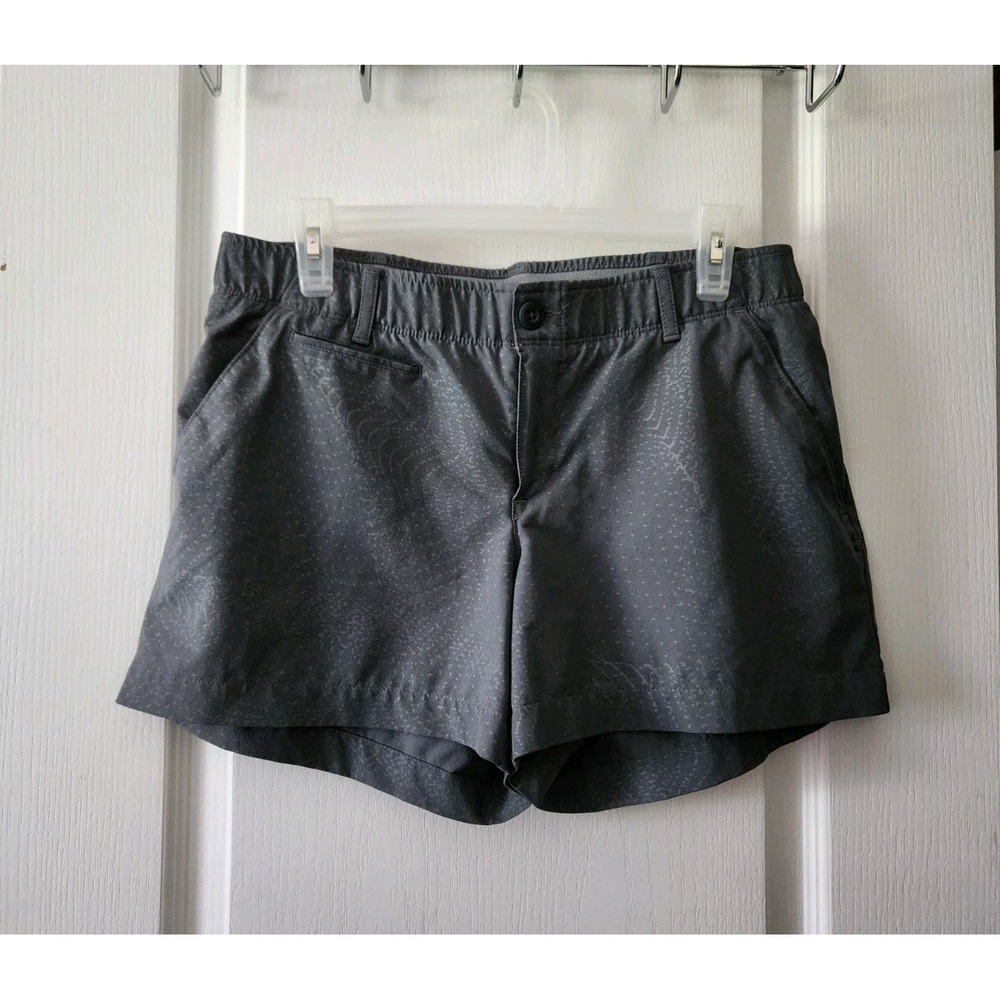 Under armour Women's Shorts Fitted Heatgear Pockets Gray Zip Button Size 12